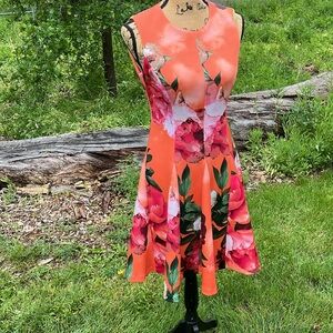 Calvin Klein Floral Orange Sleeveless Dress; 4